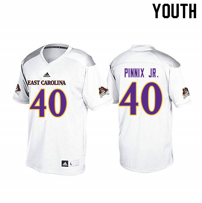 Youth #40 Darius Pinnix Jr. ECU Pirates College Football Jerseys Sale-White